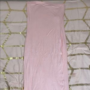 Long Pink Tube Top Dress